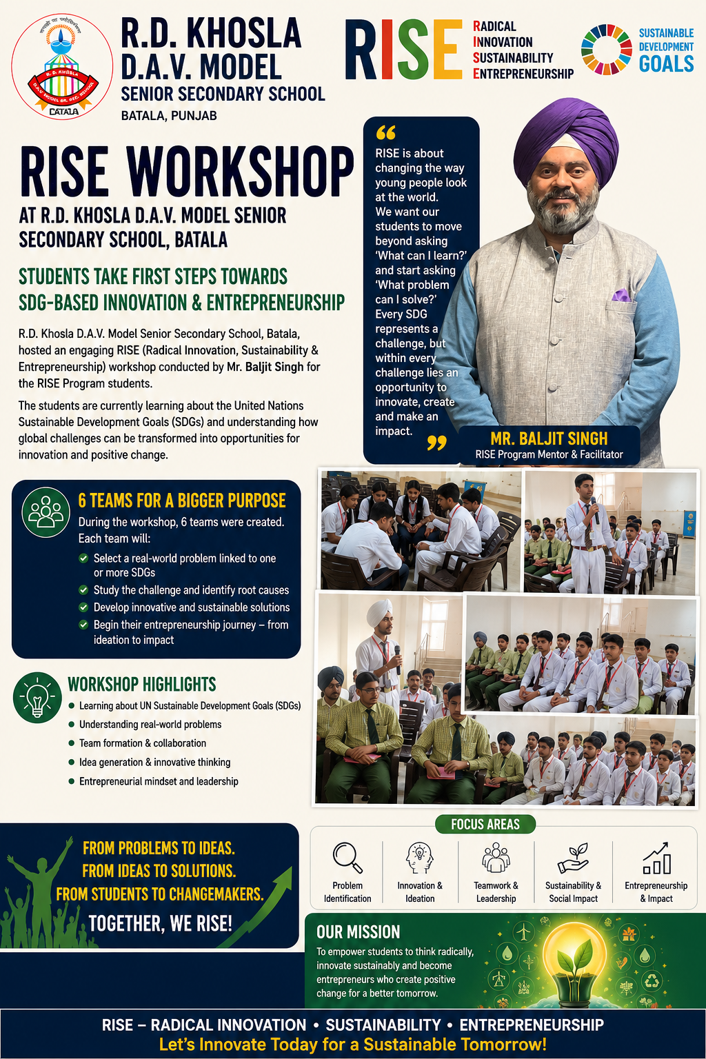 RISE Workshop at R.D. Khosla D.A.V Model Sr. Sec. School, Batala, Punjab, India