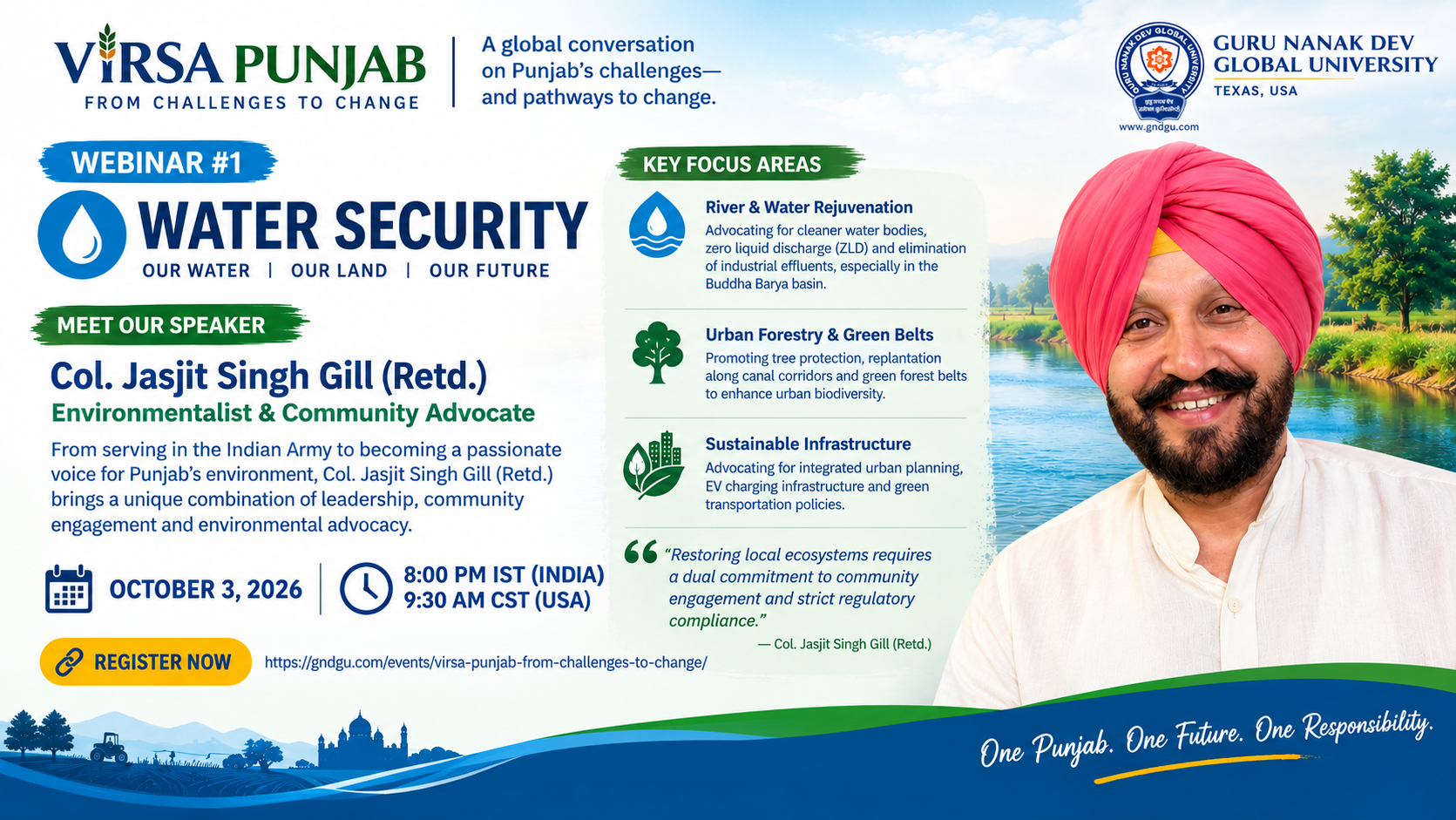 Meet Our Speaker – Col. Jasjit Singh Gill (Retd.)